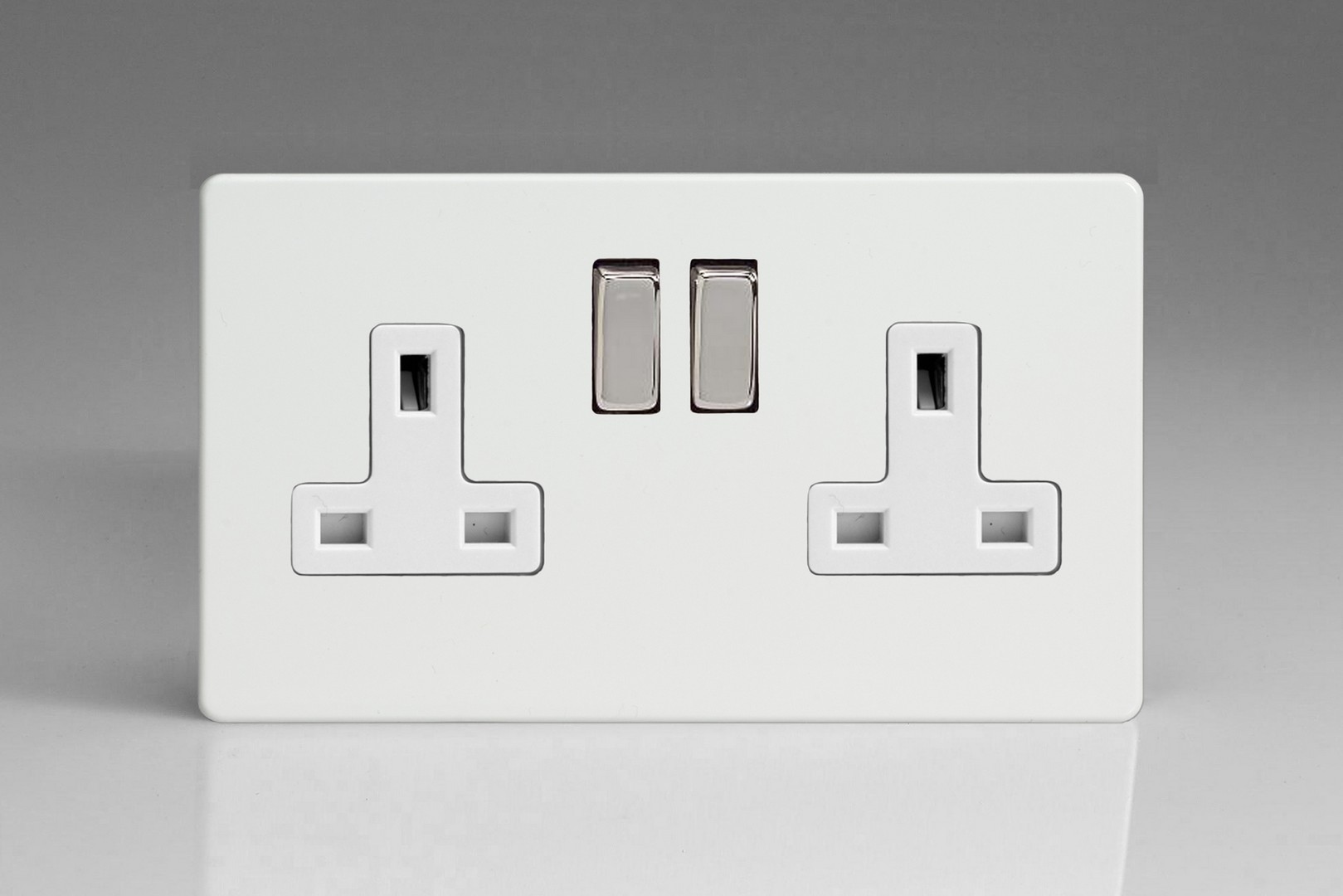 Socket Plate Enchanting Flat Plate Screwless Premium White 2Gang 13A Double Pole Switched Design Decoration Socket Plate Custom Flat Plate Screwless Premium White 2Gang 13A Double Pole Switched Inspiration Design
