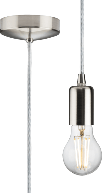 1.8m E27 Contemporary Pendant Set - Brushed Chrome
