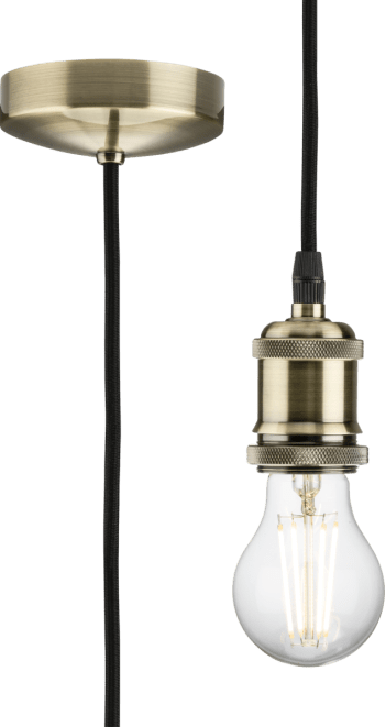 1.8m E27 Vintage Pendant Set - Antique Brass