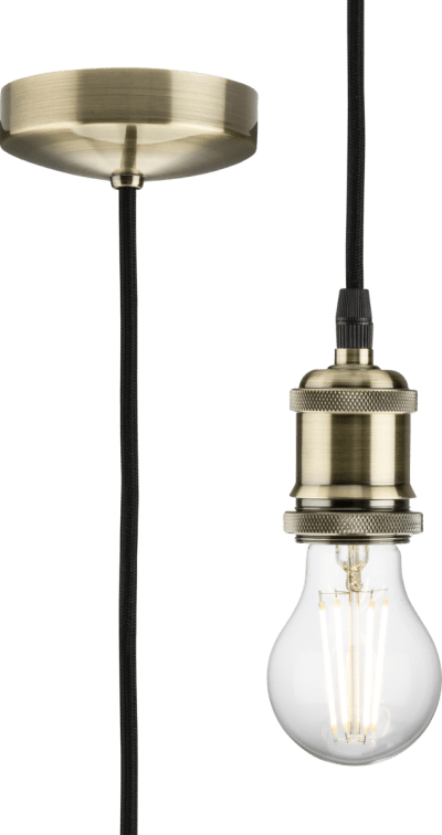 1.8m E27 Vintage Pendant Set - Antique Brass