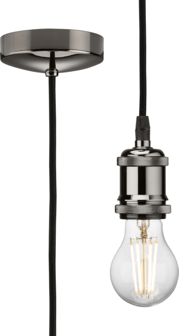 1.8m E27 Vintage Pendant Set - Black Nickel