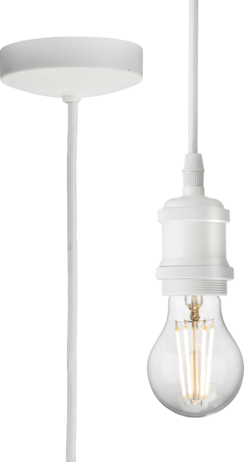 1.8m E27 Vintage Pendant Set - Matt White
