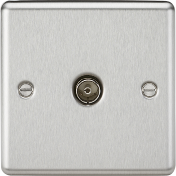 Knightsbridge Round Edge Brushed Chrome TV Outlet (non-isolated)
