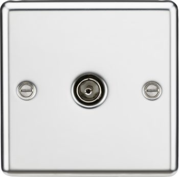 Knightsbridge Round Edge Polished Chrome TV Outlet (non-isolated)