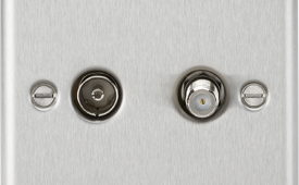 Knightsbridge Round Edge Brushed Chrome TV & SAT TV Outlet (isolated)