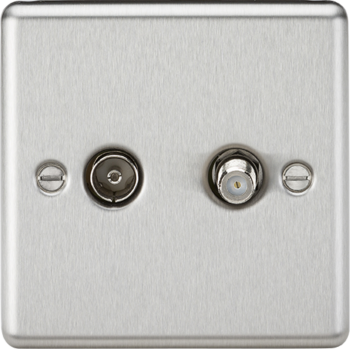 Knightsbridge Round Edge Brushed Chrome TV & SAT TV Outlet (isolated)