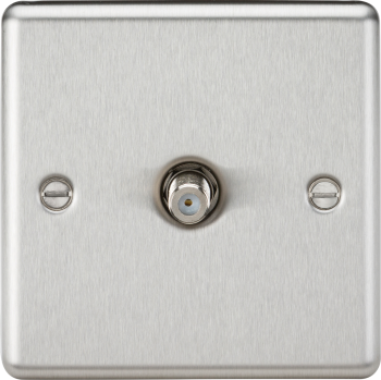 Knightsbridge Round Edge Brushed Chrome Sat TV Outlet