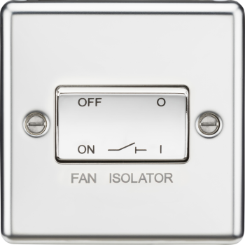 Knightsbridge Round Edge Polished Chrome 10AX 3 Pole Fan Isolator Switch