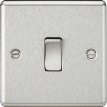 Knightsbridge Round Edge Brushed Chrome 1 Gang 10 Amp 2 Way Light Switch