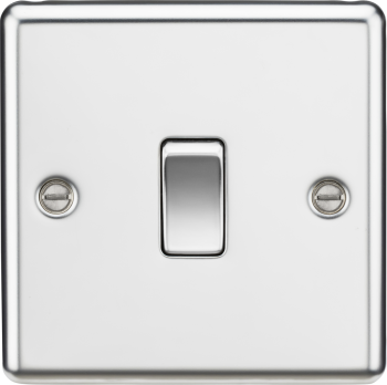 Knightsbridge Round Edge Polished Chrome 1 Gang 10 Amp 2 Way Light Switch