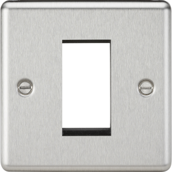 Knightsbridge Round Edge Brushed Chrome 1 Gang Modular Faceplate