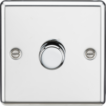 Knightsbridge Rounded Edge Polished Chrome 1 Gang 2-Way 10-200W (5-150W LED) Trailing Edge Dimmer