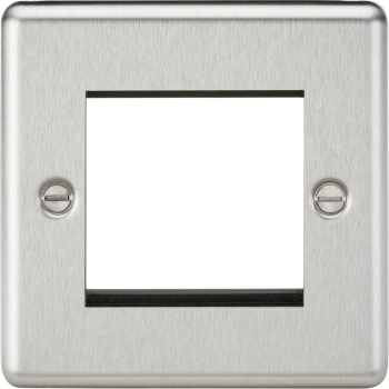 Knightsbridge Round Edge Brushed Chrome 2 Gang Modular Faceplate