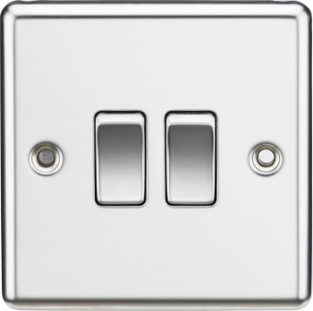 Knightsbridge Round Edge Polished Chrome 2 Gang 10 Amp 2 Way Light Switch