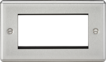 Knightsbridge Round Edge Brushed Chrome 4 Gang Modular Faceplate