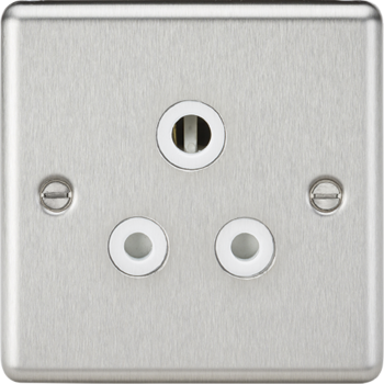 Knightsbridge Round Edge Brushed Chrome 5A Unswitched Socket with White Inserts