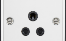 Knightsbridge Round Edge Polished Chrome 5A Unswitched Socket with Black Inserts