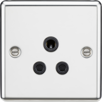 Knightsbridge Round Edge Polished Chrome 5A Unswitched Socket with Black Inserts