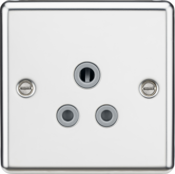 Knightsbridge Round Edge Polished Chrome 5A Unswitched Socket with Grey Inserts