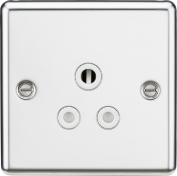 Knightsbridge Round Edge Polished Chrome 5A Unswitched Socket with White Inserts