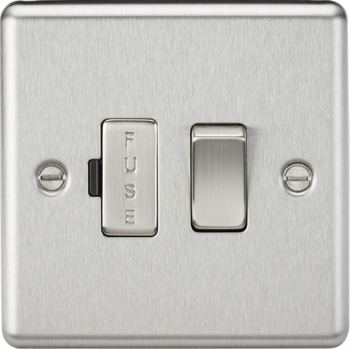 Knightsbridge Round Edge Brushed Chrome 13A Switched Fused Spur Unit