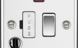 Knightsbridge Rounded Edge Polished Chrome 13A Switched Fused Spur Unit with Neon and Flex Outlet