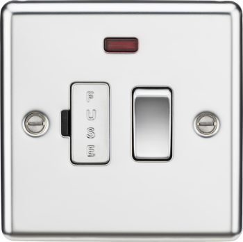Knightsbridge Rounded Edge Polished Chrome 13A Switched Fused Spur Unit with Neon