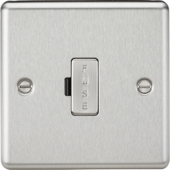 Knightsbridge Round Edge Brushed Chrome 13A Unswitched Fused Spur Unit