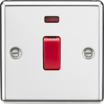 Knightsbridge Round Edge Polished Chrome 45 Amp Double Pole Switch with Neon