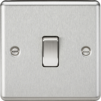 Knightsbridge Round Edge Brushed Chrome 1 Gang 20A Double Pole Switch