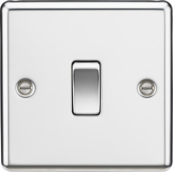 Knightsbridge Round Edge Polished Chrome 1 Gang 20A Double Pole Switch
