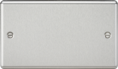 Knightsbridge Round Edge Brushed Chrome Double Blanking Plate