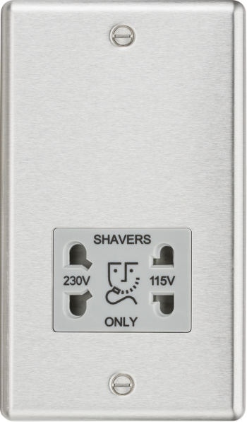 Knightsbridge Rounded Edge Brushed Chrome 115/230V Dual Voltage Shaver Socket
