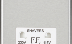 Knightsbridge Rounded Edge Brushed Chrome 115/230V Dual Voltage Shaver Socket