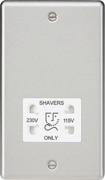 Knightsbridge Rounded Edge Brushed Chrome 115/230V Dual Voltage Shaver Socket