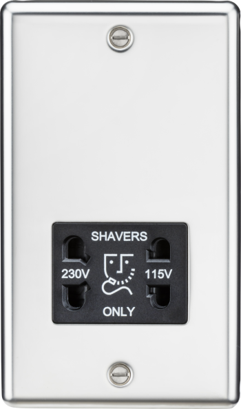 Knightsbridge Rounded Edge Polished Chrome 115/230V Dual Voltage Shaver Socket