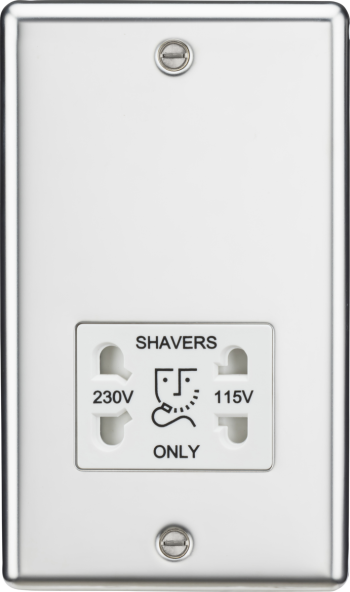 Knightsbridge Rounded Edge Polished Chrome 115/230V Dual Voltage Shaver Socket