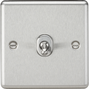 Knightsbridge Round Edge Brushed Chrome 1 Gang 10AX Intermediate Toggle Switch