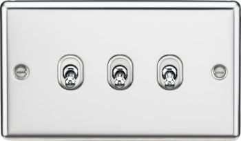 Knightsbridge Round Edge Polished Chrome 3 Gang 10AX 2 Way Toggle Switch