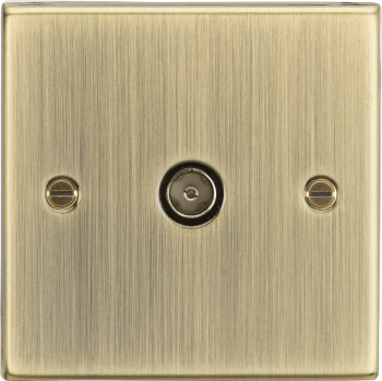 Knightsbridge Square Edge Antique Brass TV Outlet (non-isolated)