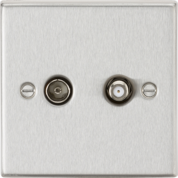Knightsbridge Polished Chrome TV & SAT TV Outlet (isolated)