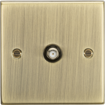 Knightsbridge Square Edge Antique Brass SAT TV Outlet