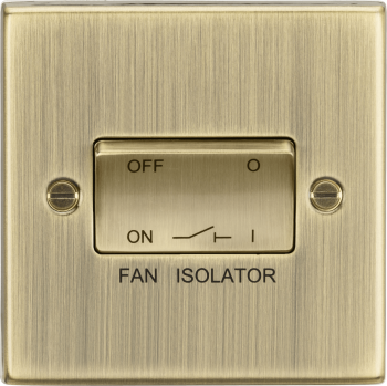Knightsbridge Square Edge Antique Brass 10AX 3 Pole Fan Isolator Switch