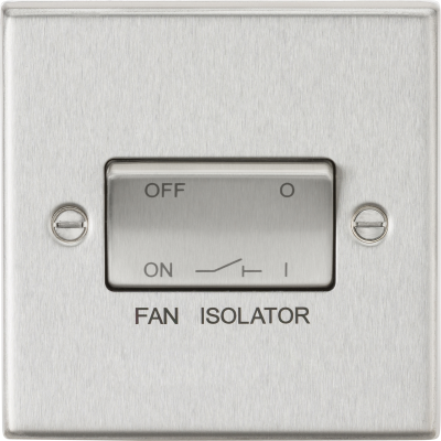 Knightsbridge Raised Square Edge Brushed Chrome 10AX 3 Pole Fan Isolator Switch