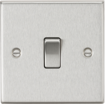 Knightsbridge Raised Square Edge Brushed Chrome 10AX 1 Gang Intermediate Switch