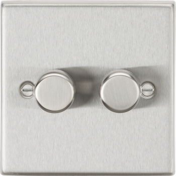 Knightsbridge Polished Chrome 2 Gang 2-Way 10-200W (5-150W LED) Trailing Edge Dimmer