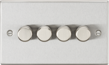 Knightsbridge Polished Chrome 4 Gang 2-Way 10-200W (5-150W LED) Trailing Edge Dimmer
