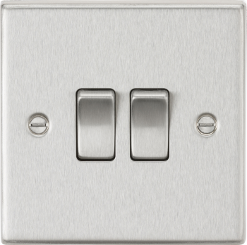 Knightsbridge Polished Chrome 10AX 2 Gang 2-Way Plate Switch