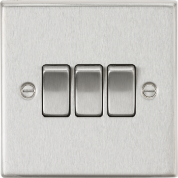 Knightsbridge Polished Chrome 10AX 3 Gang 2-Way Plate Switch