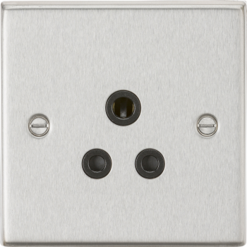 Knightsbridge Raised Square Edge Brushed Chrome 5A Unswitched Socket